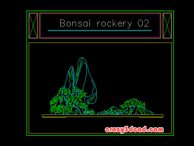 Bonsai rockery 02 Autocad Blocks